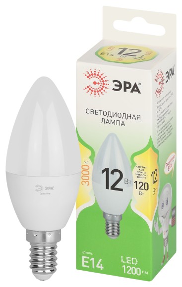 LED B35-12W-830-E14 GL Лампочка светодиодная ЭРА GREEN LINE LED B35-12W-830-E14 GL E14 12 Вт свеча теплый свет