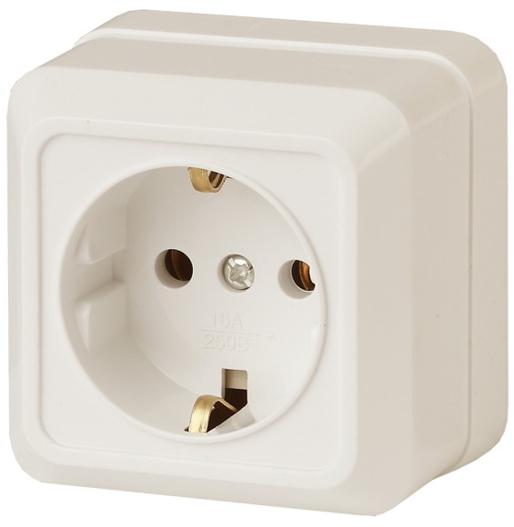 Б0027650 2-202-02 Intro Розетка 2P+E Schuko, 16А-250В, IP20, ОУ, Quadro, сл.кость (10/200/2400)