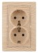 Б0053922 Розетка Intro Plano 1-205-11 с заземлением двойная 2X2P+E Schuko, 16А-250В, IP20, СУ, сосна
