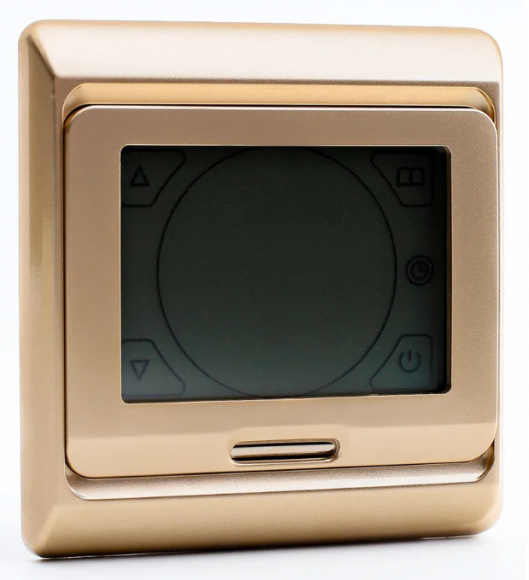 Терморегулятор для теплого пола Nunicho E 91.716, сенсорный программируемый термостат с термодатчиком 3600 Вт, золотой