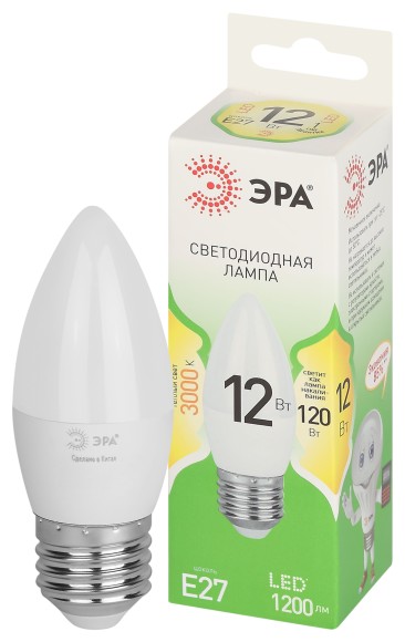 LED B35-12W-830-E27 GL Лампочка светодиодная ЭРА GREEN LINE LED B35-12W-830-E27 GL E27 12 Вт свеча теплый свет