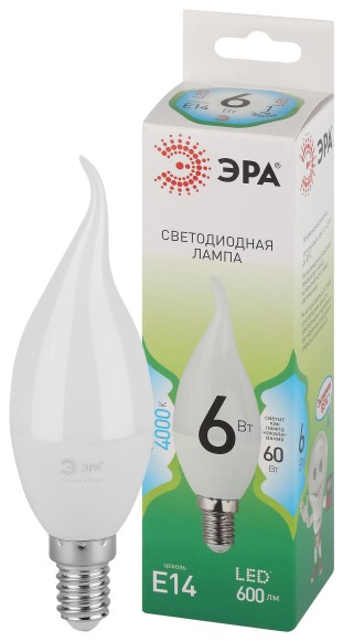 LED BXS-6W-840-E14 GL Лампочка светодиодная ЭРА GREEN LINE LED BXS-6W-840-E14 GL E14 6 Вт свеча на ветру яркий белый свет