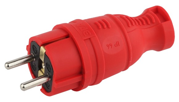Б0044547 Вилка ЭРА V8-RED-IP44 каучуковая с заземлением прямая 16A IP44 красная