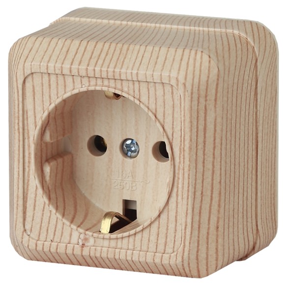 Б0027651 2-202-11 Intro Розетка 2P+E Schuko, 16А-250В, IP20, ОУ, Quadro, сосна (10/200/3600)