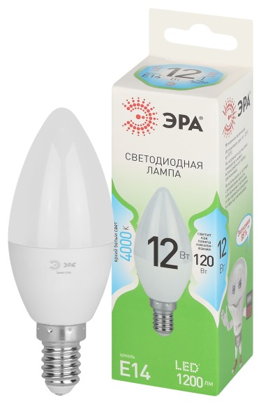 LED B35-12W-840-E14 GL Лампочка светодиодная ЭРА GREEN LINE LED B35-12W-840-E14 GL E14 12 Вт свеча яркий белый свет