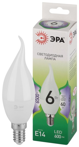 LED BXS-6W-865-E14 GL Лампочка светодиодная ЭРА GREEN LINE LED BXS-6W-865-E14 GL E14 6 Вт свеча на ветру холодный свет