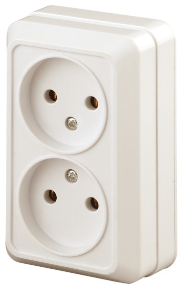 Б0027653 2-203-02 Intro Розетка 2х2P, 16А-250В, IP20, ОУ, Quadro, сл.кость (10/100/2400)