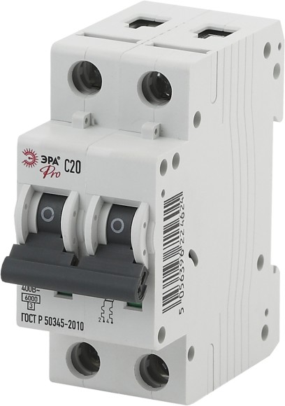 Б0048835 Автоматический выключатель ЭРА PRO NO-902-245 ВА47-63 2Р 20А кривая С 6 кА