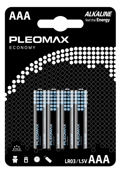 Б0020513 Батарейки Pleomax LR03-4BL Economy Alkaline (40/400/25600)