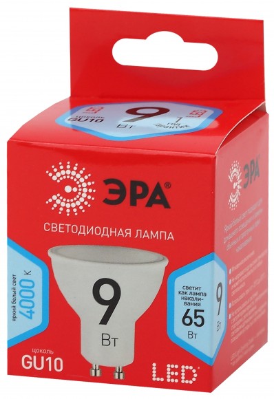 Б0050692 Лампочка светодиодная ЭРА RED LINE LED MR16-9W-840-GU10 R GU10 9 Вт софит нейтральный белый свет