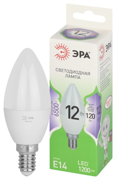 LED B35-12W-865-E14 GL Лампочка светодиодная ЭРА GREEN LINE LED B35-12W-865-E14 GL E14 12 Вт свеча холодный свет