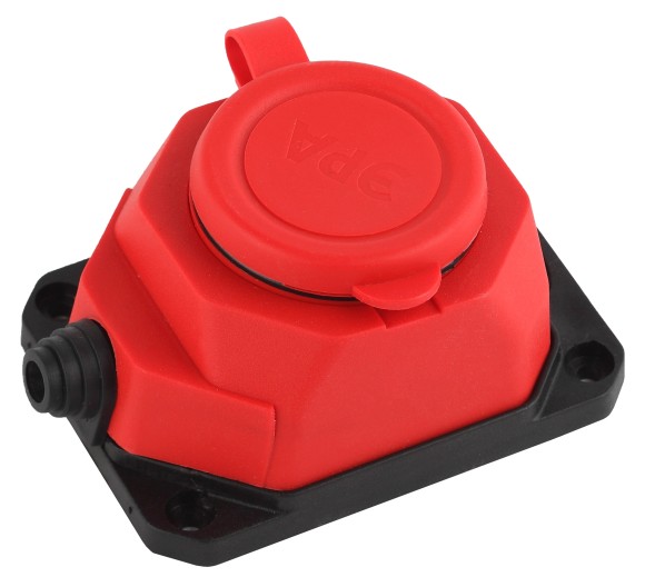 Б0044550 Колодка ЭРА K-1e-RED-IP44 каучуковая с заземлением 1 розетка 16A IP44 красная