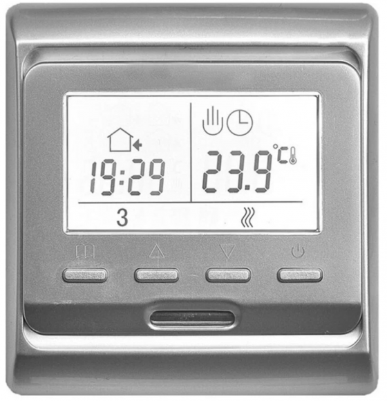 Терморегулятор E51.716 до 3500Вт для теплого пола, серебро