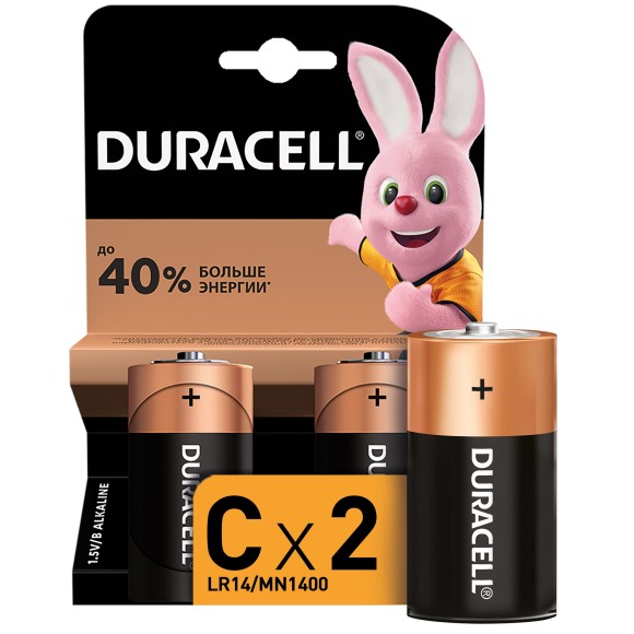 Б0014054 Батарейки Duracell алкалиновые LR14-2BL NEW (2/20/6440)