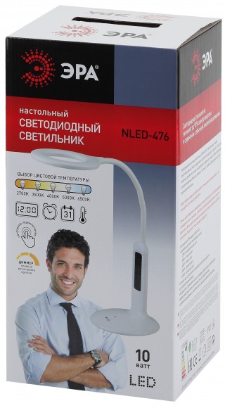 Б0038591 Настольный светильник ЭРА NLED-476-10W-W светодиодный белый
