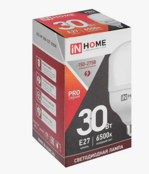 4690612031088 Лампа сд LED-HP-PRO 30Вт 230В Е27 6500К 2850Лм IN HOME