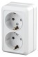 Б0027655 2-204-01 Intro Розетка 2х2P+E Schuko, 16А-250В, IP20, ОУ, Quadro, белый (10/100/1400)