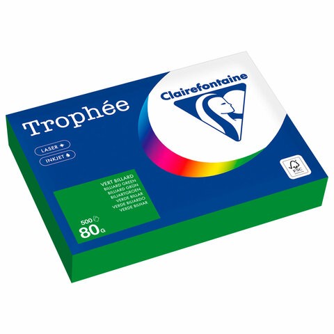 Бумага цветная CLAIREFONTAINE, А4, 80 г/м2, 500 л., интенсив, травяной, Франция, 199, 1991PC