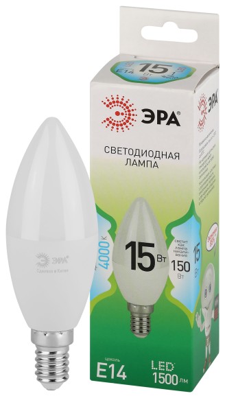 LED B35-15W-840-E14 GL Лампочка светодиодная ЭРА GREEN LINE LED B35-15W-840-E14 GL E14 15 Вт свеча яркий белый свет