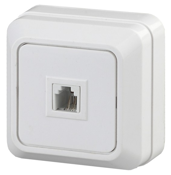 Б0027661 2-302-01 Intro Розетка телефонная RJ11, IP20, ОУ, Quadro, белый (10/200/3600)