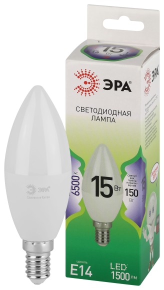 LED B35-15W-865-E14 GL Лампочка светодиодная ЭРА GREEN LINE LED B35-15W-865-E14 GL E14 15 Вт свеча холодный свет