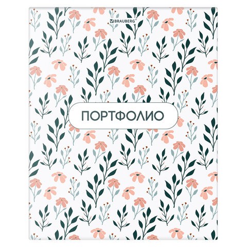 Папка-портфолио универсальная, 4 кольца, 20 файлов 10 вкладышей, 7БЦ матовая, BRAUBERG, Дизайн 4, 117556