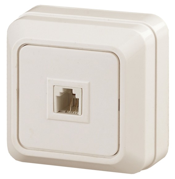 Б0027662 2-302-02 Intro Розетка телефонная RJ11, IP20, ОУ, Quadro, сл.кость (10/200/1600)