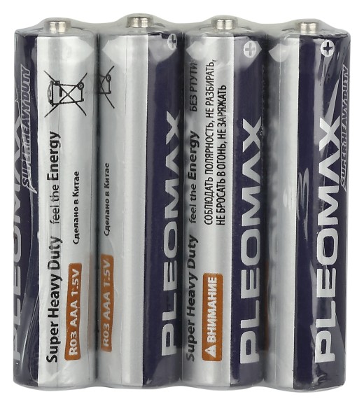 00000996 Батарейки Pleomax R03-4S SUPER HEAVY DUTY Zinc (60/2400/57600)