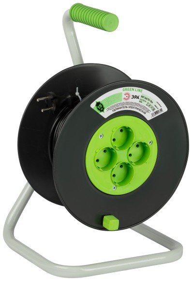 KAT-2x0.75-15m Удлинитель силовой ЭРА GREEN LINE KAT-2x0.75-15m Greenline на катушке пластик 4 розетки без заземления 15м ПВС 2x0.75мм2