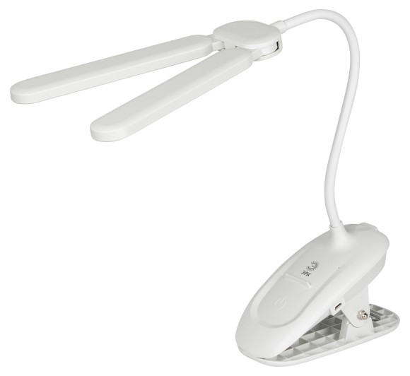 Б0057207 Настольный светильник ЭРА NLED-512-6W-W светодиодный аккумуляторный на прищепке белый