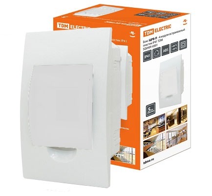 Бокс 4 модуля встраиваемый  ЩРВ-П пластик IP41 TDM SQ0904-0001