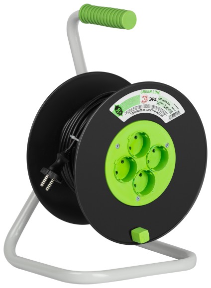 KAT-2x0.75-30m Удлинитель силовой ЭРА GREEN LINE KAT-2x0.75-30m Greenline на катушке пластик 4 розетки без заземления 30м ПВС 2x0.75мм2