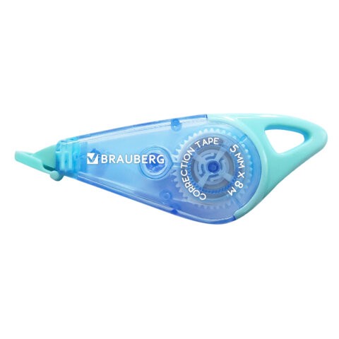 Корректирующая лента BRAUBERG "TRIOS", 5 мм х 8 м, корпус мятно-голубой с подвесом, блистер, 273023