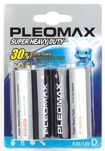 C0019246 Батарейки Pleomax R20-2BL SUPER HEAVY DUTY Zinc (12/192/3840)
