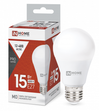 Лампа сд низковольтная LED-MO-PRO 15Вт 12-48В Е27 4000К 1200Лм IN HOME 4690612036182