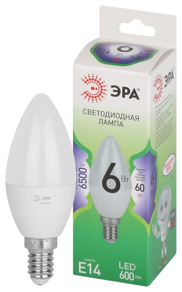 LED B35-6W-865-E14 GL Лампочка светодиодная ЭРА GREEN LINE LED B35-6W-865-E14 GL E14 6 Вт свеча холодный свет