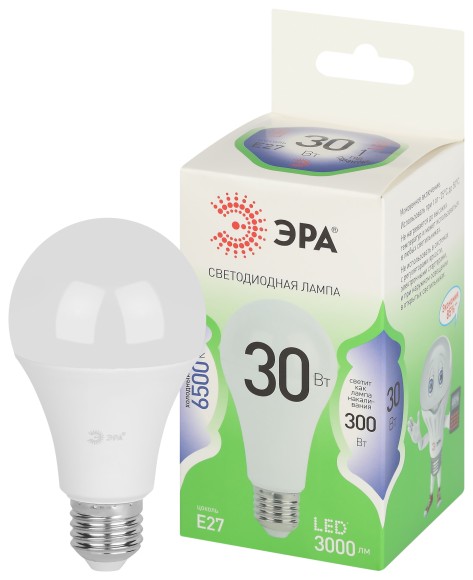 LED A65-30W-865-E27 GL Лампочка светодиодная ЭРА GREEN LINE LED A65-30W-865-E27 GL E27 30 Вт груша холодный свет