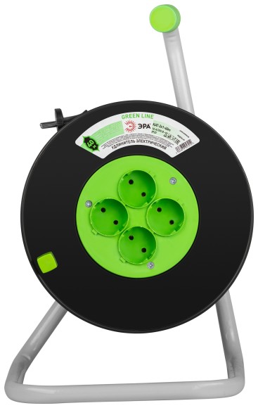 KAT-2x1-40m Удлинитель силовой ЭРА GREEN LINE KAT-2x1-40m Greenline на катушке пластик 4 розетки без заземления 40м ПВС 2x1мм2