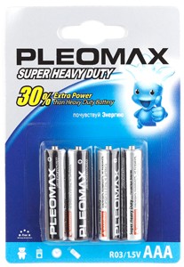 C0019248 Батарейки Pleomax R03-4BL SUPER HEAVY DUTY Zinc (40/960/38400)