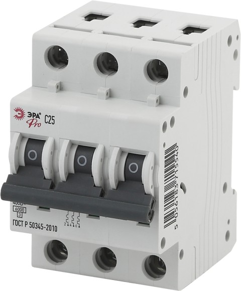 Б0031818 Автоматический выключатель ЭРА PRO NO-901-48 ВА47-63 3P 25А кривая C 6кА