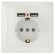 Б0053947 Розетка Intro Plano 1-410-06 с заземлением 2P+E Schuko со шторками, 16А-250В + 2хUSB 5В-2,1А, IP20, СУ, перламутр
