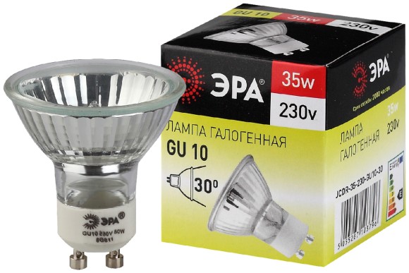 C0027385 Лампочка галогенная ЭРА GU10-JCDR (MR16)-35W-230V GU10 35Вт софит теплый белый свет