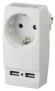 Б0026332 Разветвитель электрический ЭРА SP-1e-USB-W на 1 розетку + 2 USB с заземлением 16А белый