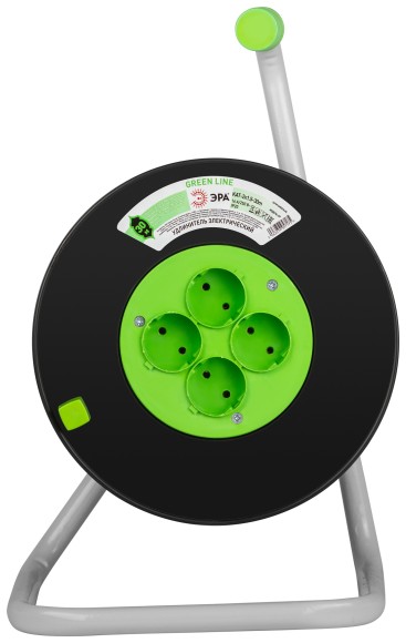 KAT-2x1.5-30m Удлинитель силовой ЭРА GREEN LINE KAT-2x1.5-30m Greenline на катушке пластик 4 розетки без заземления 30м ПВС 2x1.5мм2