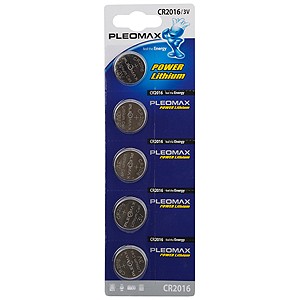 C0022142 Батарейки Pleomax CR2016-5BL Lithium (100/2000/88000)