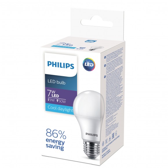 639679 Philips EcoHome LED Bulb 7W E27 6500K A60 (20/2000)