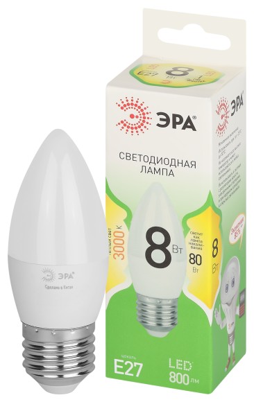 LED B35-8W-830-E27 GL Лампочка светодиодная ЭРА GREEN LINE LED B35-8W-830-E27 GL E27 8 Вт свеча теплый свет