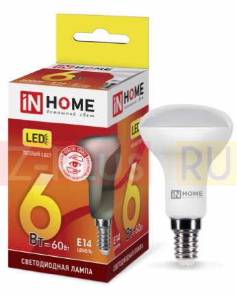 Лампа светодиодная LED-R50-VC 6Вт 230В Е14 3000К 480Лм IN HOME 4690612024240