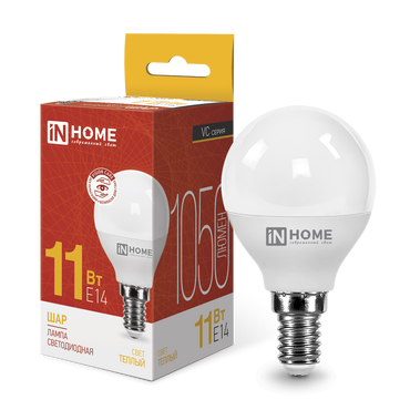 4690612020587 Лампа сд LED-ШАР-VC 11Вт 230В Е14 3000К 1050Лм IN HOME