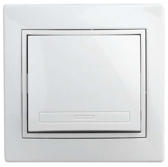 Б0053950 Выключатель Intro Plano 1Э-101-01 одноклавишный 10А-250В, IP20, СУ, без лапок, белый
